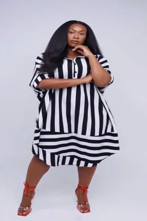 Willow Dress (Black & White Stripe)