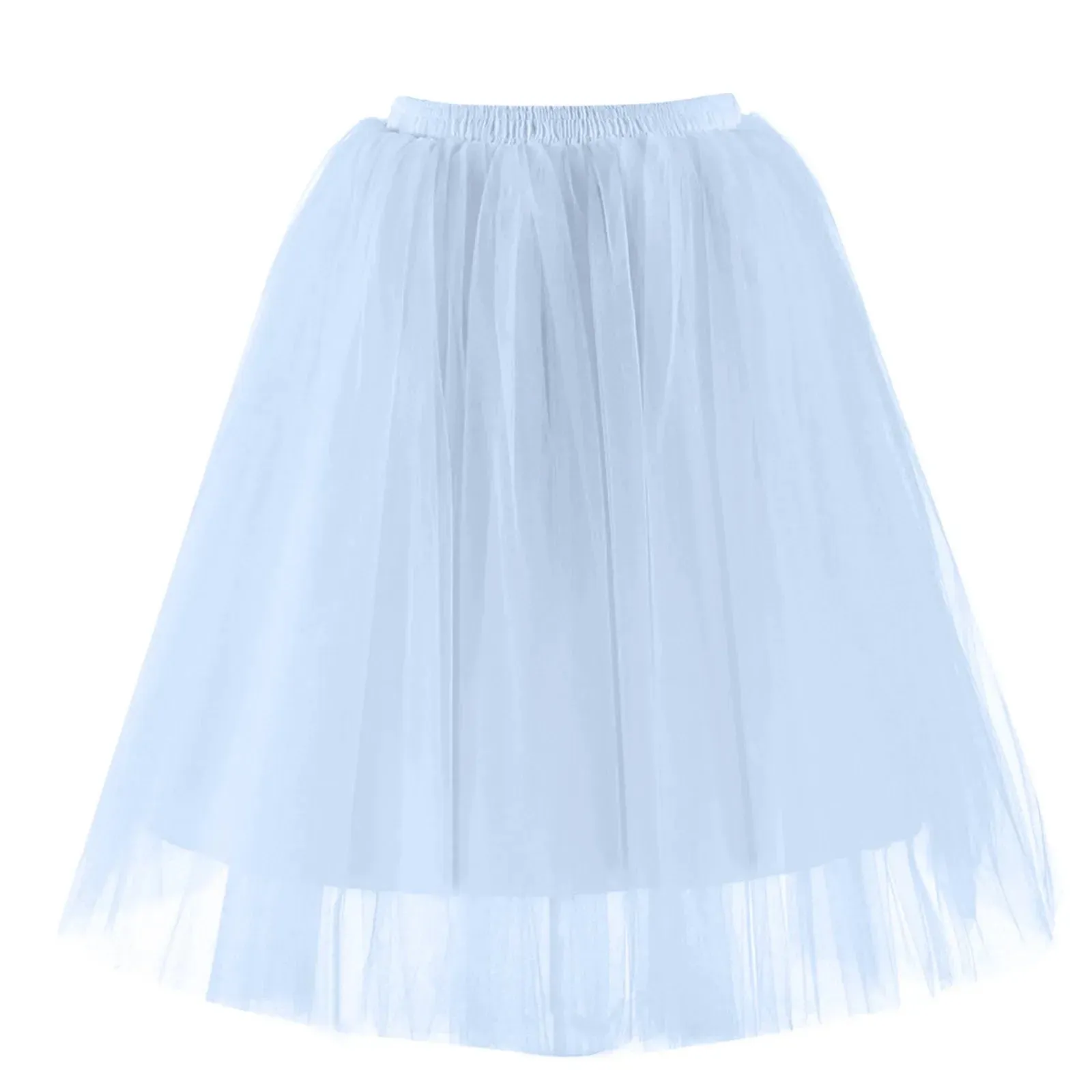 Women Tulle Tutu Skirt Midi Dress Pleated Dance Lolita Princess Petticoat Party Puffy Skirt