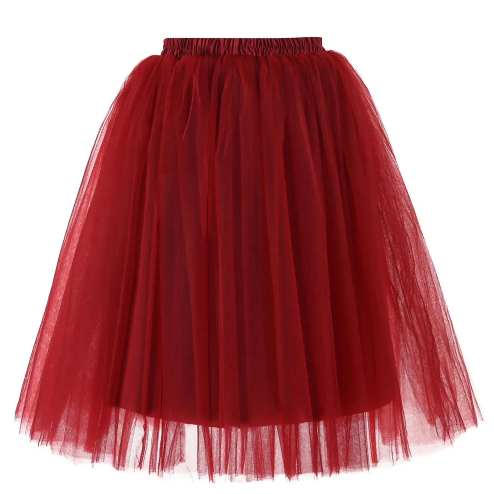 Women Tulle Tutu Skirt Midi Dress Pleated Dance Lolita Princess Petticoat Party Puffy Skirt