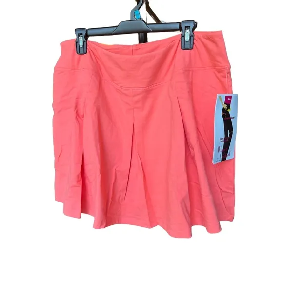 Women with Control Women's Petite Skirt Cotton Jersey Pleated Candy Coral XLP