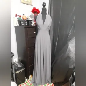 Women's Multifunction Sleeveless Maxi Dress Cloke Wrap Covering Gray Size S/M