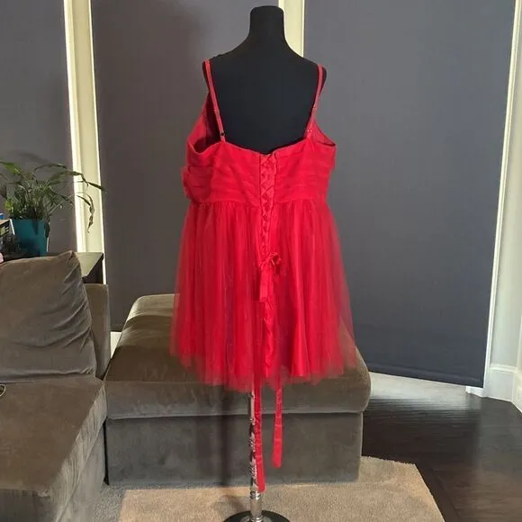 Women’s Red Short Prom Party Homecoming Dress Corset Back Plus Size 26W