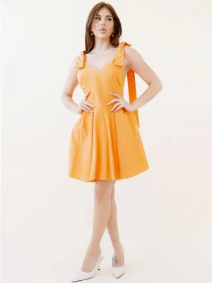 WOMEN'S SLEEVELESS ADJUSTABLE STRAPS POCKETS FIT & FLARE MINI DRESS