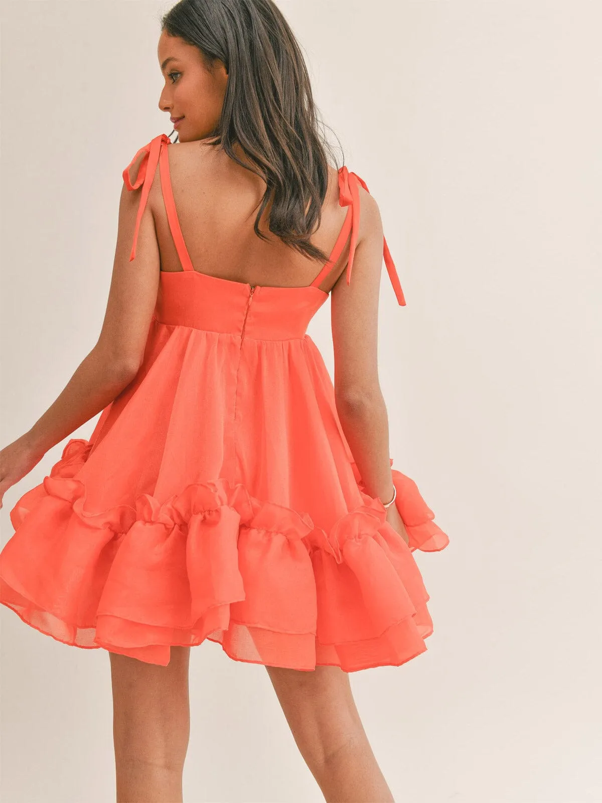 WOMEN'S SLEEVELESS RUFFLE FIT & FLARE MINI DRESS