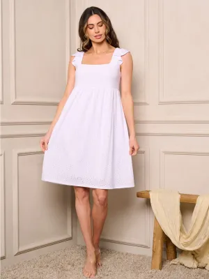 WOMEN'S SLEEVELESS SMOCK RUFFLE FIT & FLARE MINI DRESS