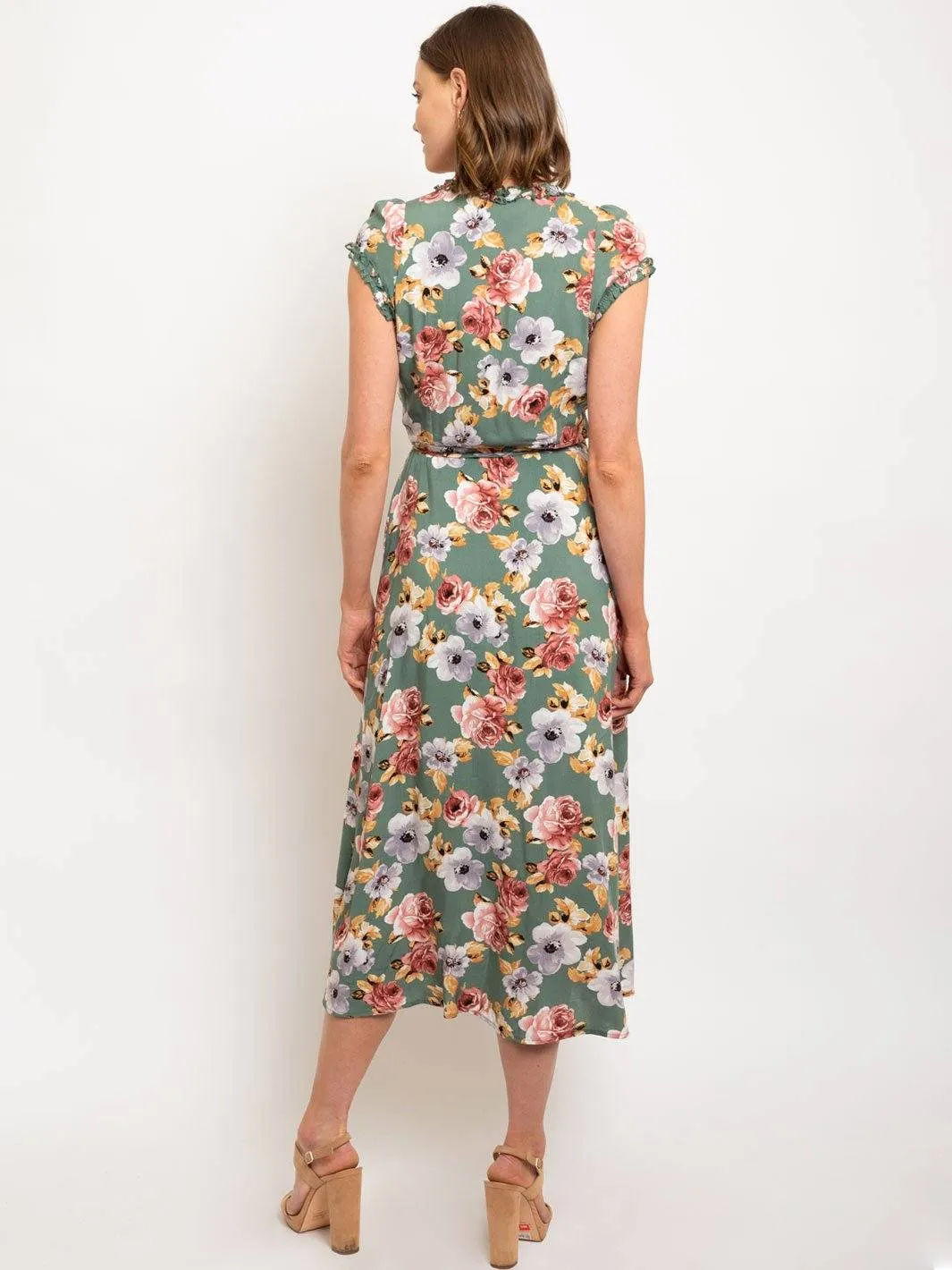 WOMEN'S WRAP FLORAL MIDI DRESS