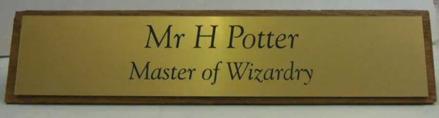 Wooden Desk sign with Acrylic Laminate Plaque