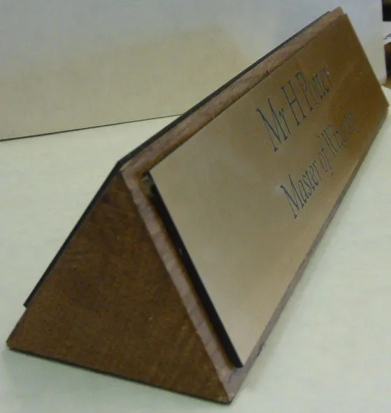 Wooden Desk sign with Acrylic Laminate Plaque