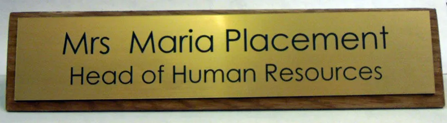 Wooden Desk sign with Acrylic Laminate Plaque