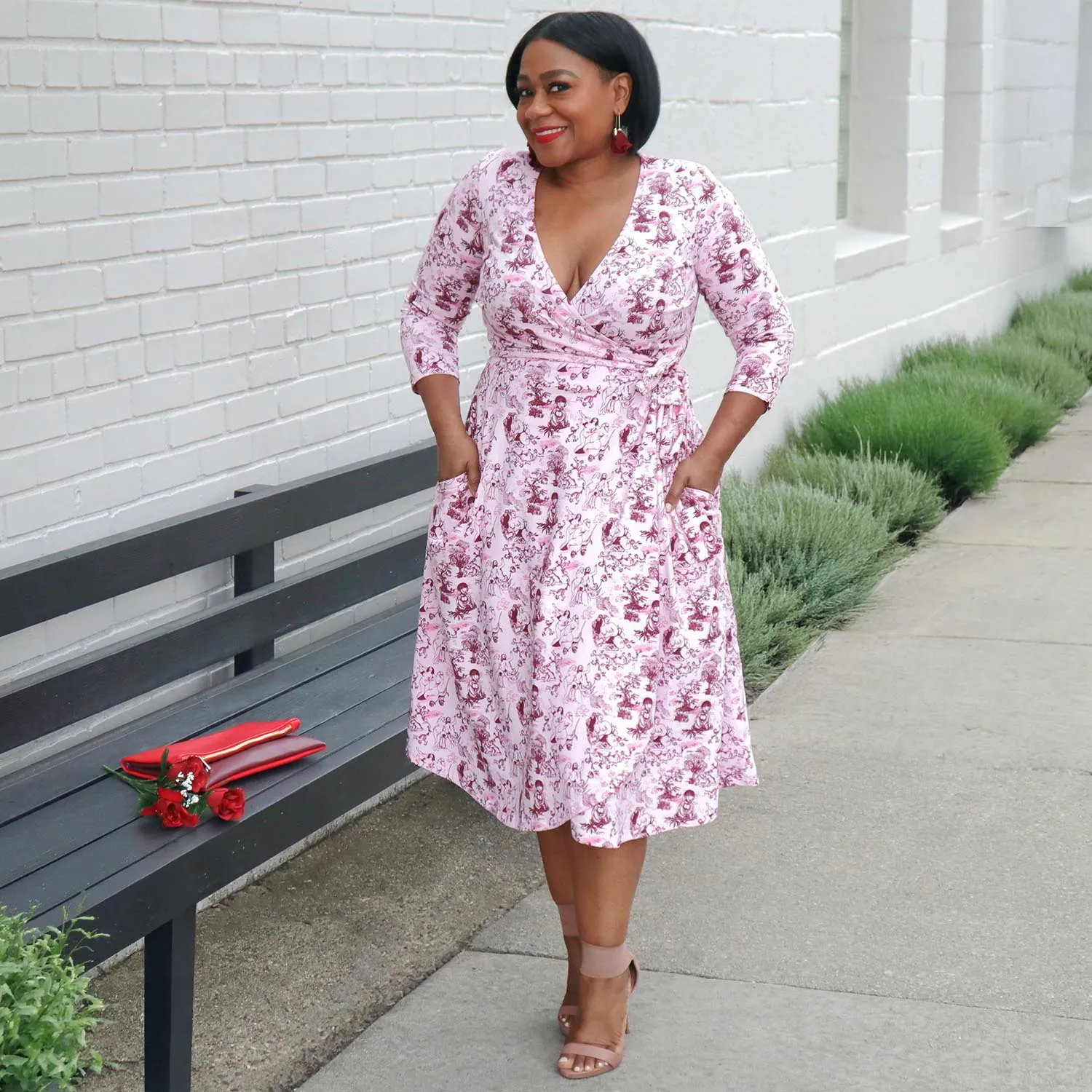 Wrap Dress - Passion au Jardin - L'Amour Rose