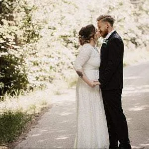 Wrap lace wedding dress  #1124