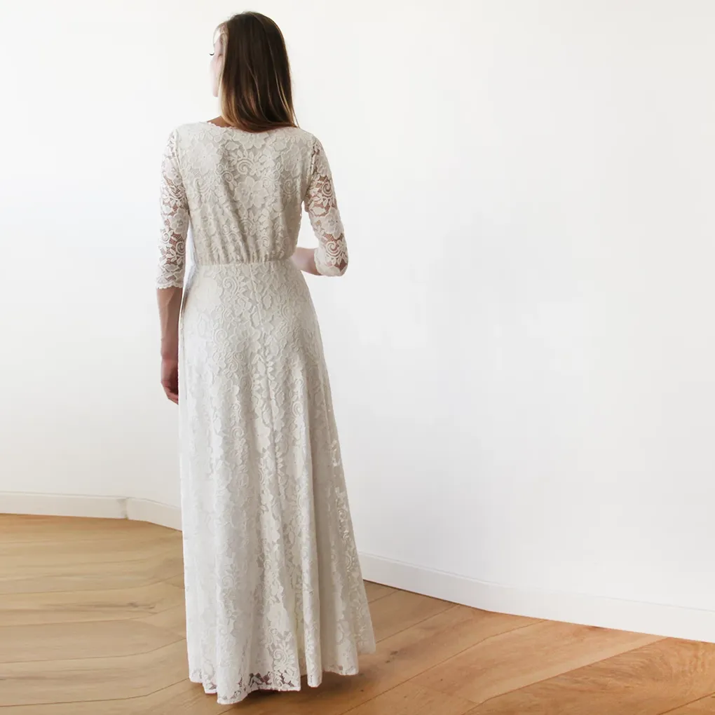 Wrap lace wedding dress  #1124