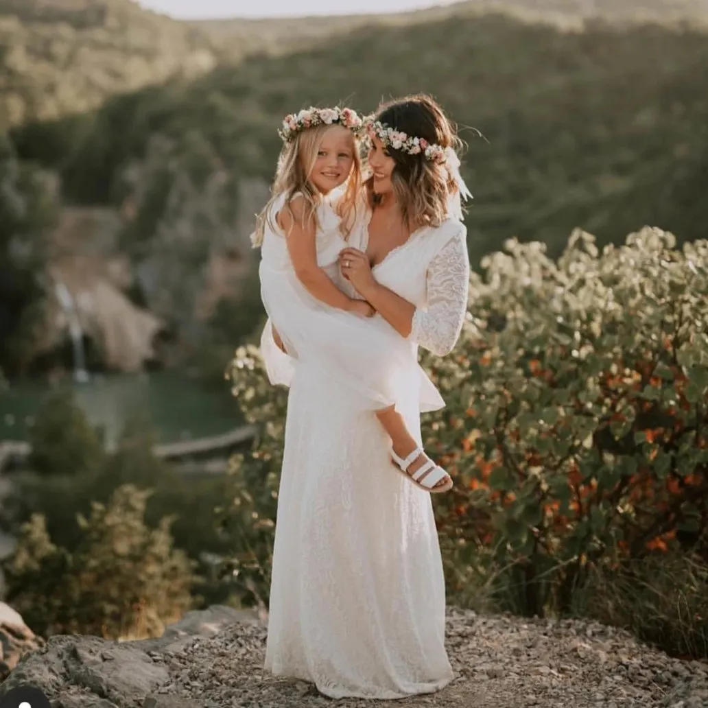 Wrap lace wedding dress  #1124