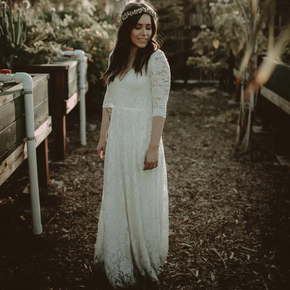 Wrap lace wedding dress  #1124