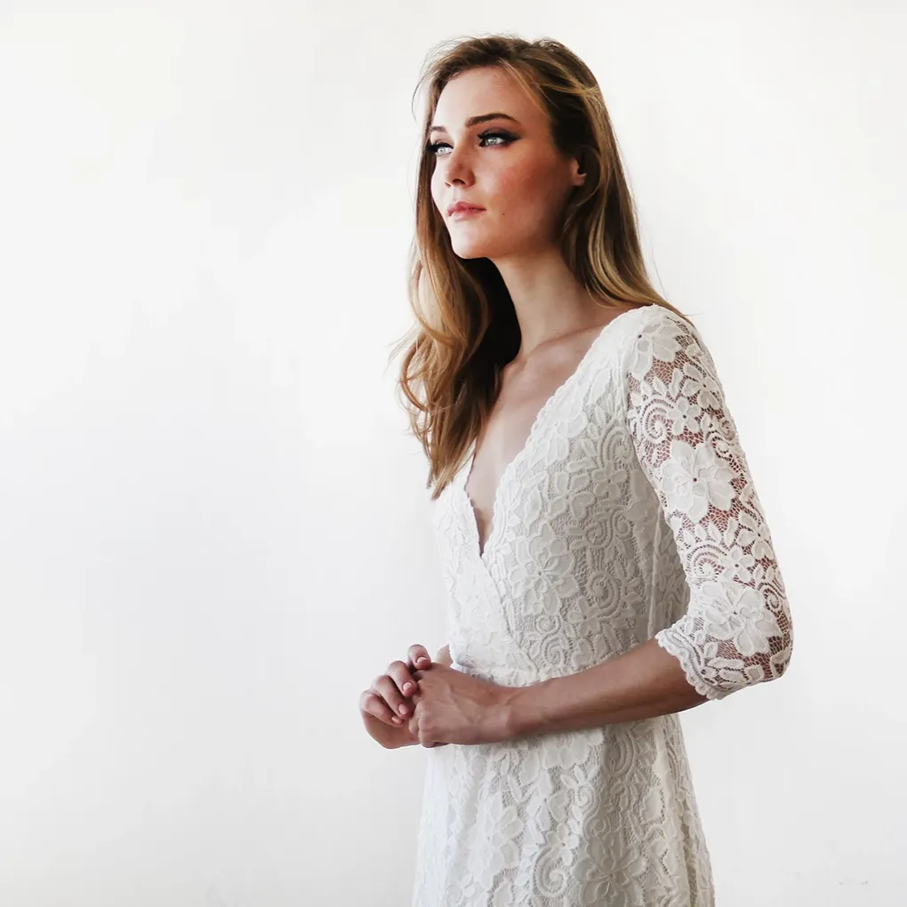 Wrap lace wedding dress  #1124