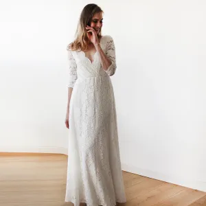 Wrap lace wedding dress  #1124