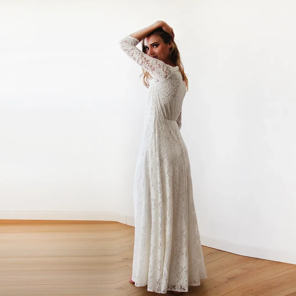 Wrap lace wedding dress  #1124