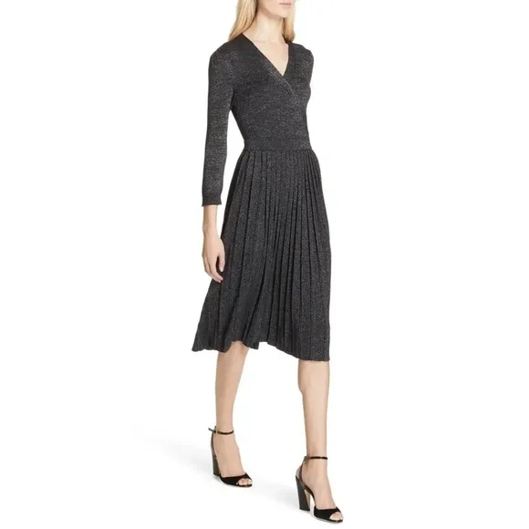 {XXS} kate spade metallic sweater-knit wrap dress