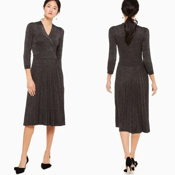 {XXS} kate spade metallic sweater-knit wrap dress