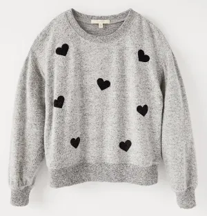 Z Supply Girls Audrey Heart Marbled Long Sleeve