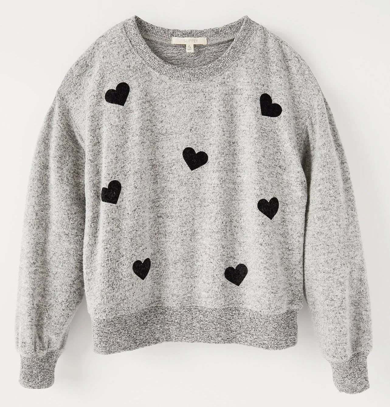 Z Supply Girls Audrey Heart Marbled Long Sleeve
