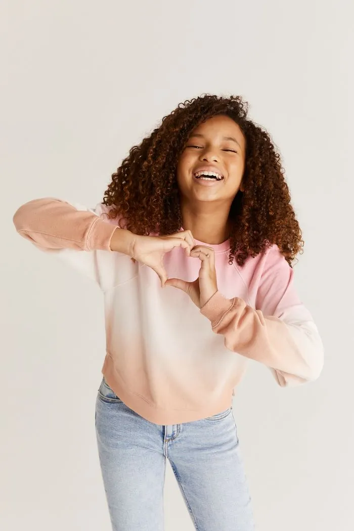 Z Supply Girls Jonah Sunset Sweatshirt - Flamingo