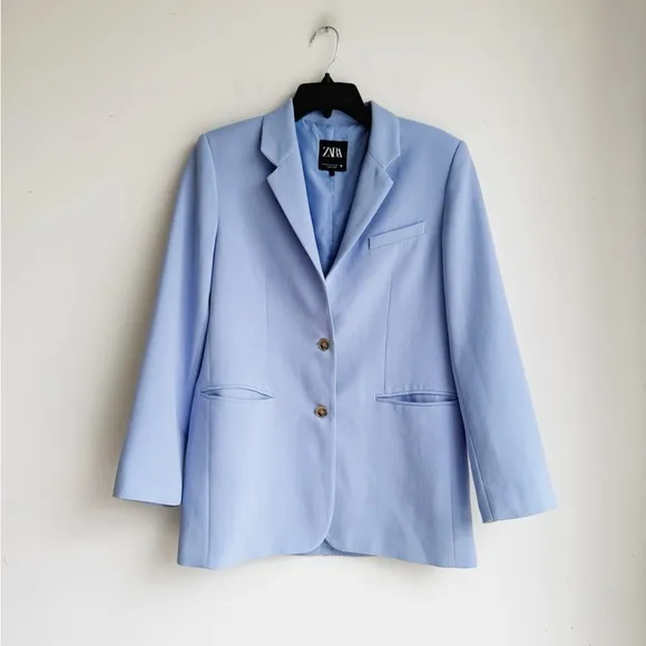 ZARA Pastel Blue Oversized Blazer | XS