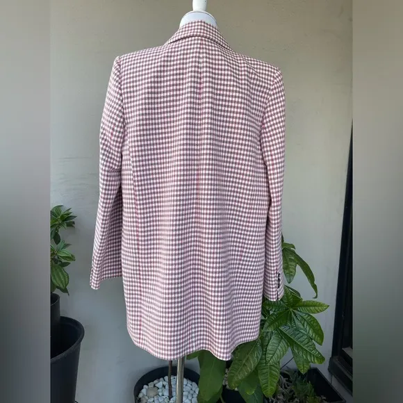 Zara Plaid Oversized Blazer in Pink, M