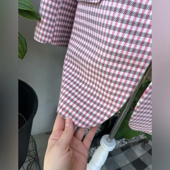 Zara Plaid Oversized Blazer in Pink, M