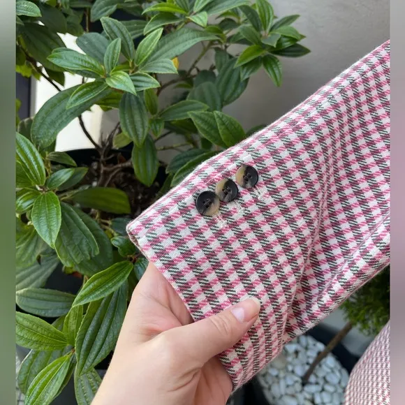 Zara Plaid Oversized Blazer in Pink, M
