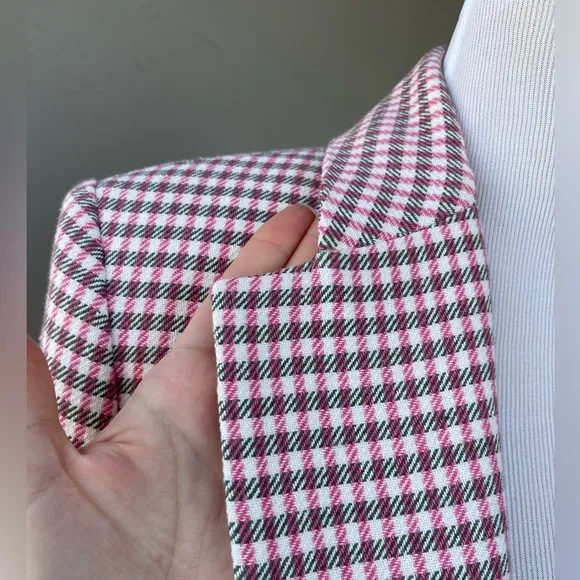 Zara Plaid Oversized Blazer in Pink, M