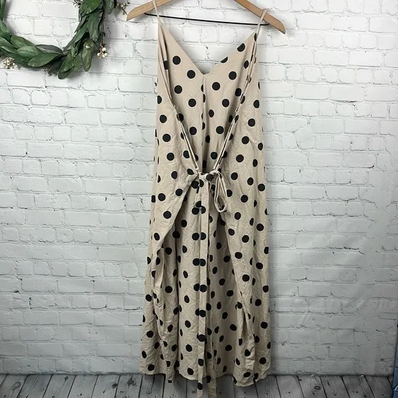 ZARA Polka Dot Wrap Sleeveless Midi Dress size large