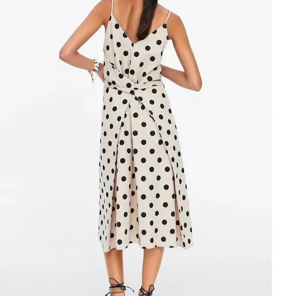 ZARA Polka Dot Wrap Sleeveless Midi Dress size large