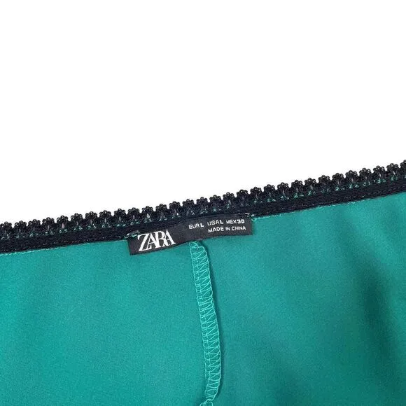 Zara Satin a line skirt with contrast trim Sz L