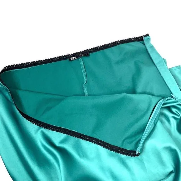 Zara Satin a line skirt with contrast trim Sz L