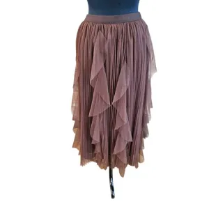 Zero Degrees Celsius New York High Waisted Ruffle Hem Pleated Skirt Sz L $160
