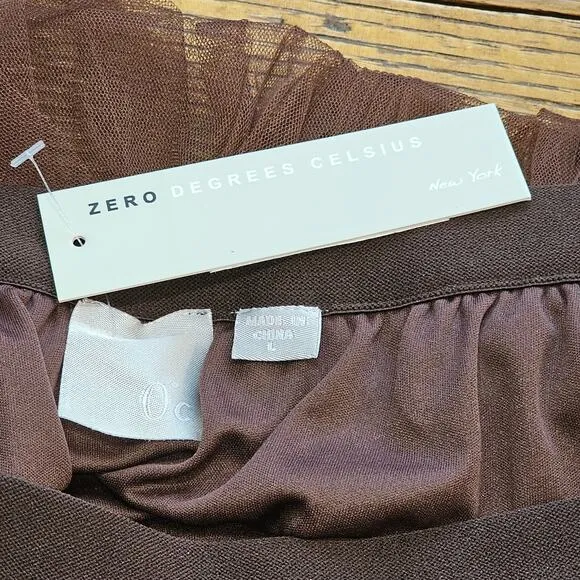 Zero Degrees Celsius New York High Waisted Ruffle Hem Pleated Skirt Sz L $160